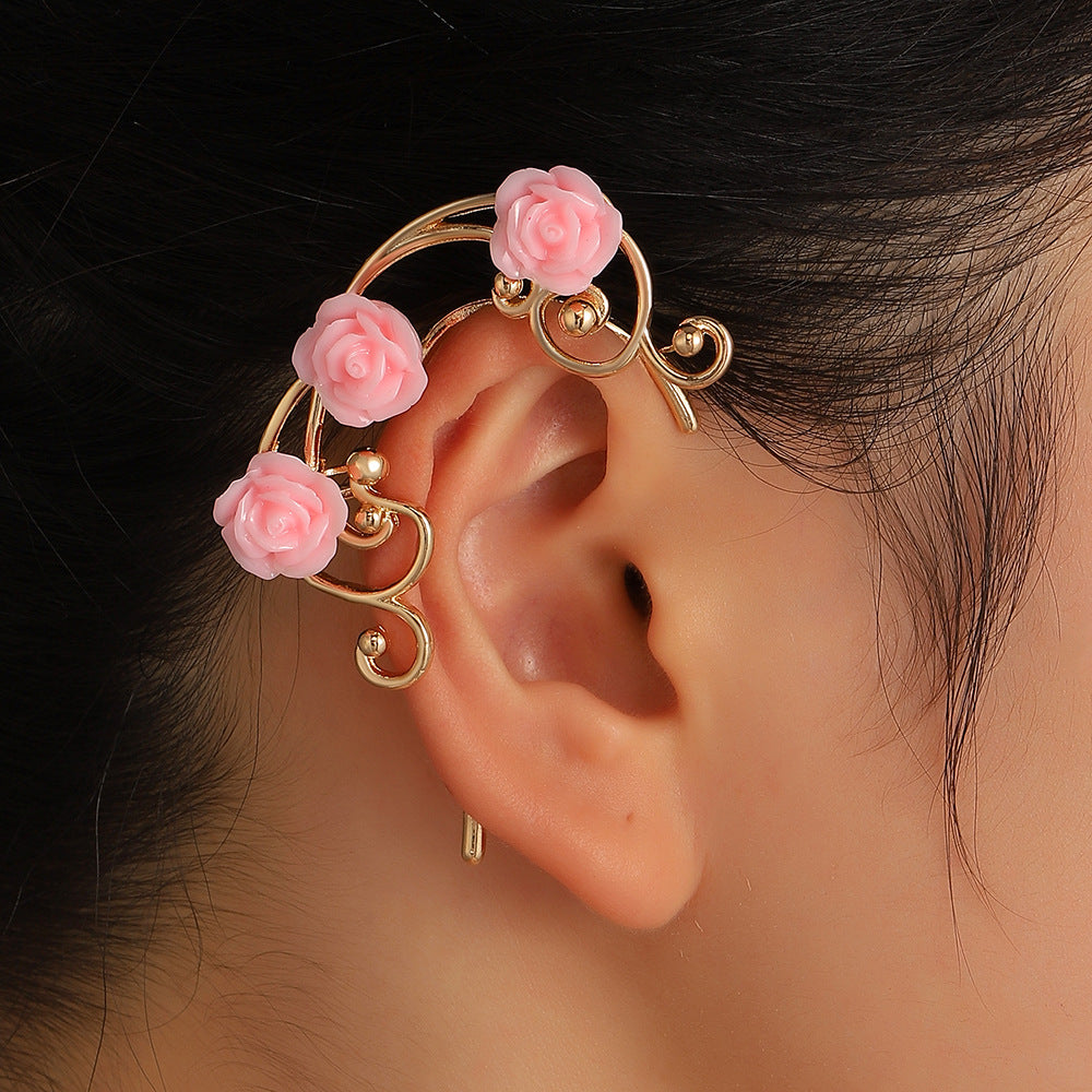 Wholesale Oil Drip Butterfly Rose Alloy Earrings